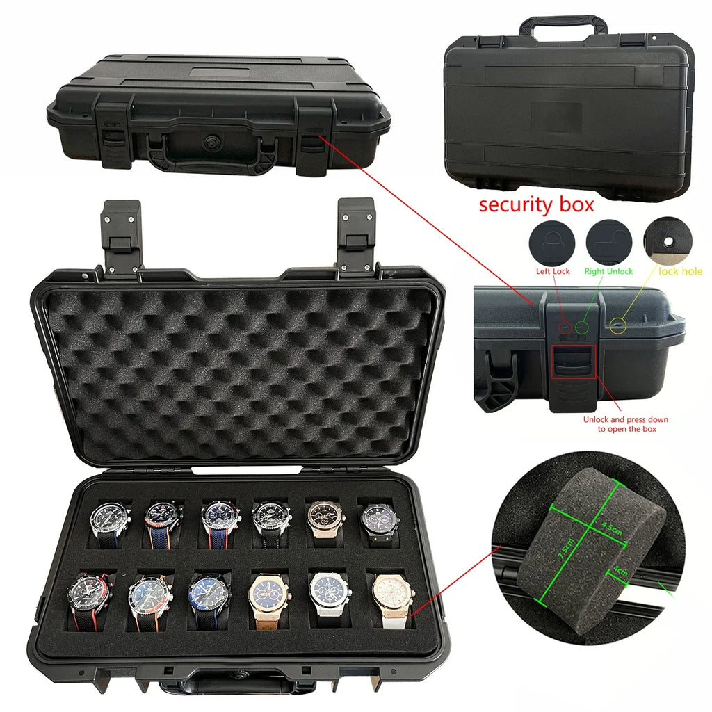12-Grid Waterproof Antique Watch Box - Moisture-Proof & Protective Design