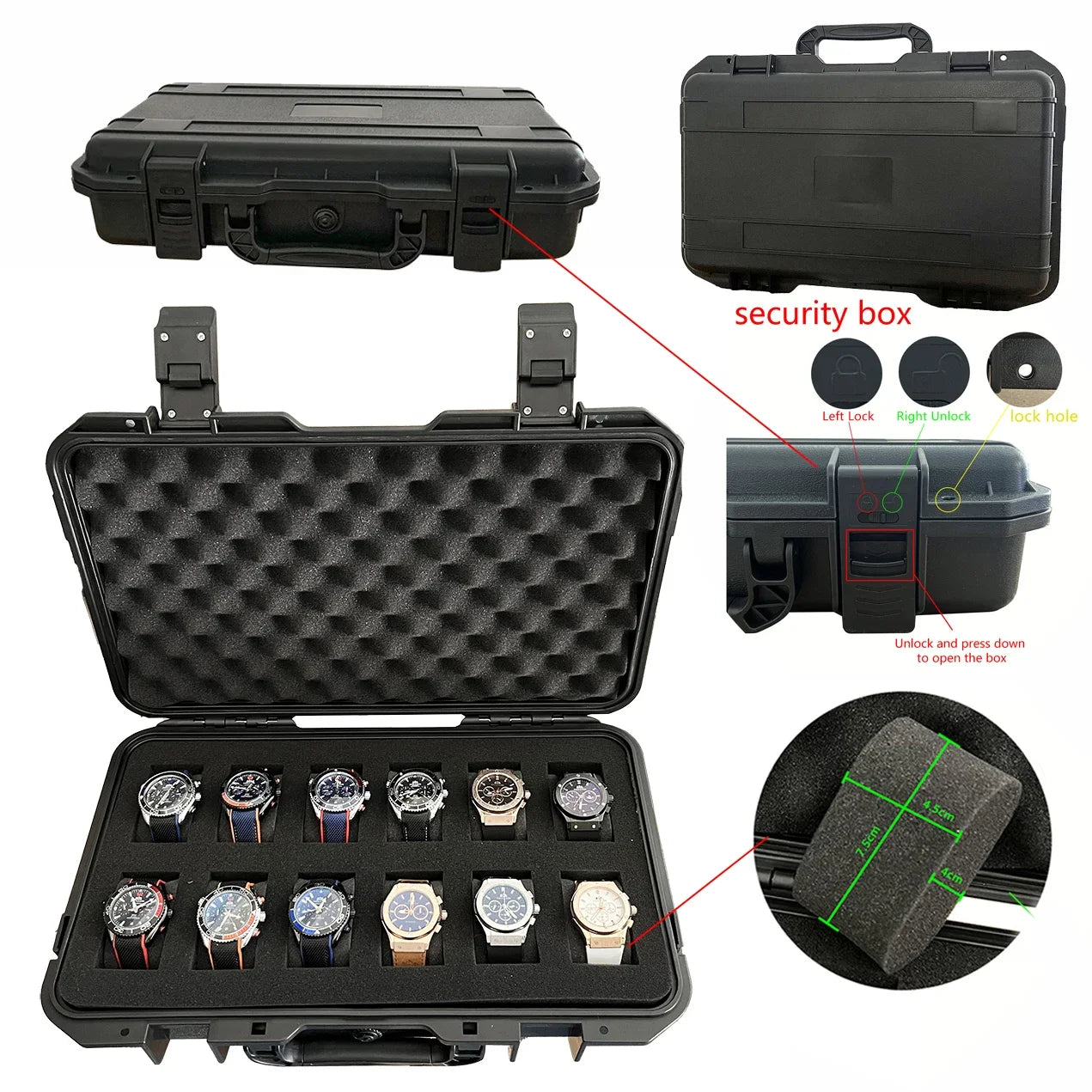 12-Grid Waterproof Antique Watch Box - Moisture-Proof & Protective Design