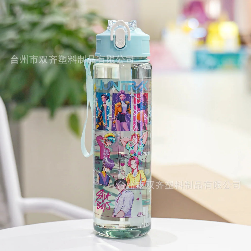 Cute 700ml Cartoon Print Water Cup with Straw - Perfect for Kids