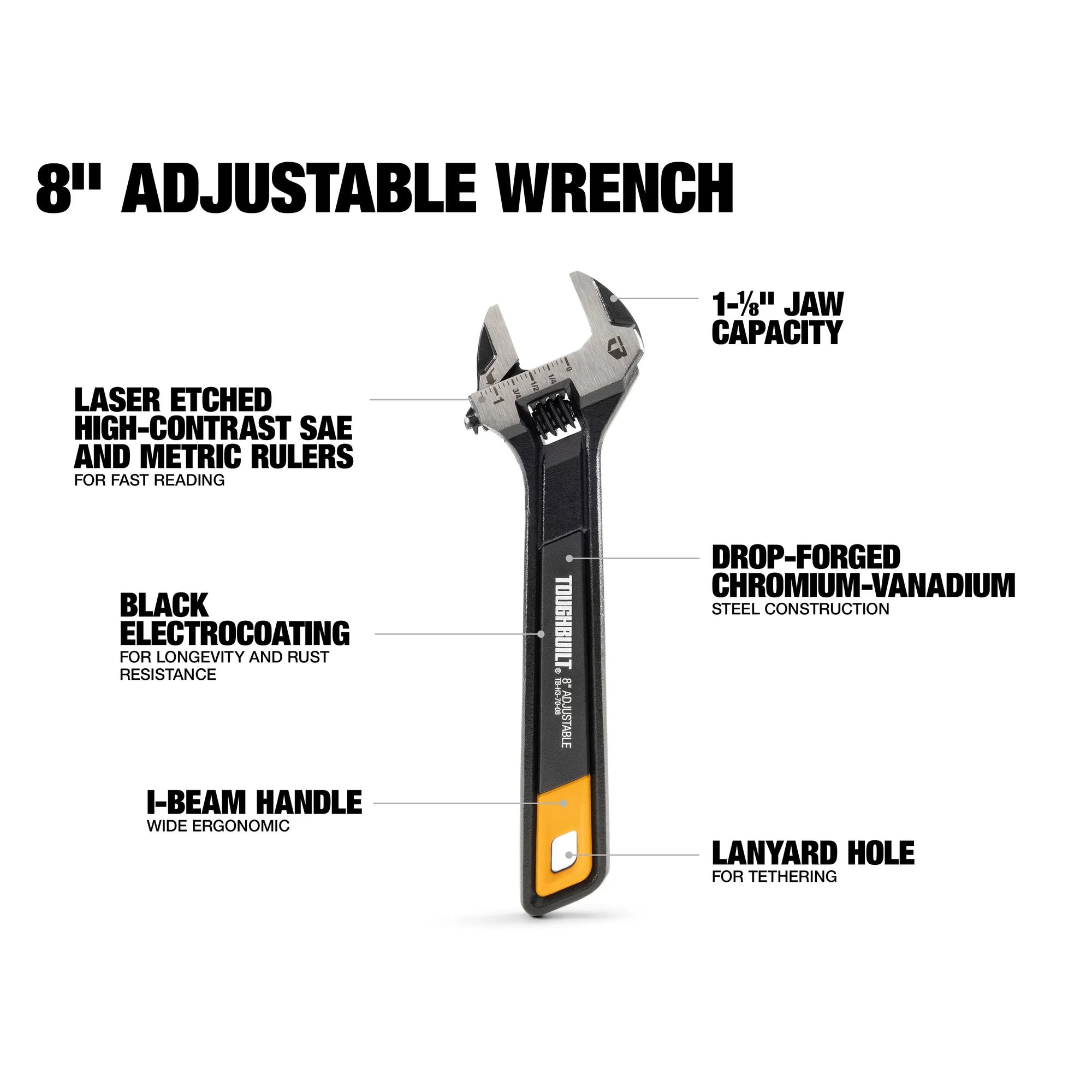 TOUGHBUILT Adjustable Wrench Set - 8" & 10" Precision Tools