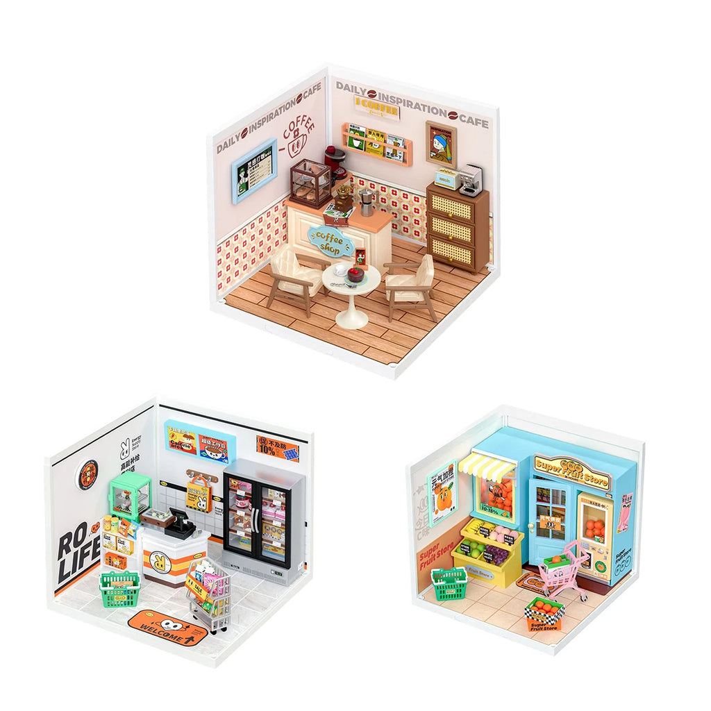 Robotime DIY Miniature Cafe & Energy Supply Store Building Set