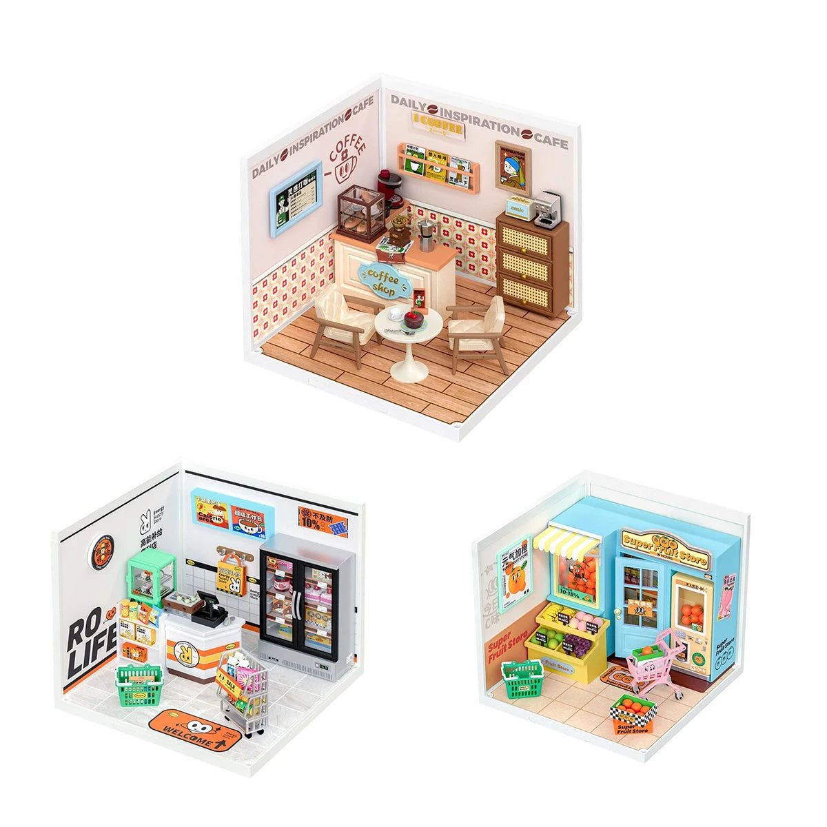 Robotime DIY Miniature Cafe & Energy Supply Store Building Set