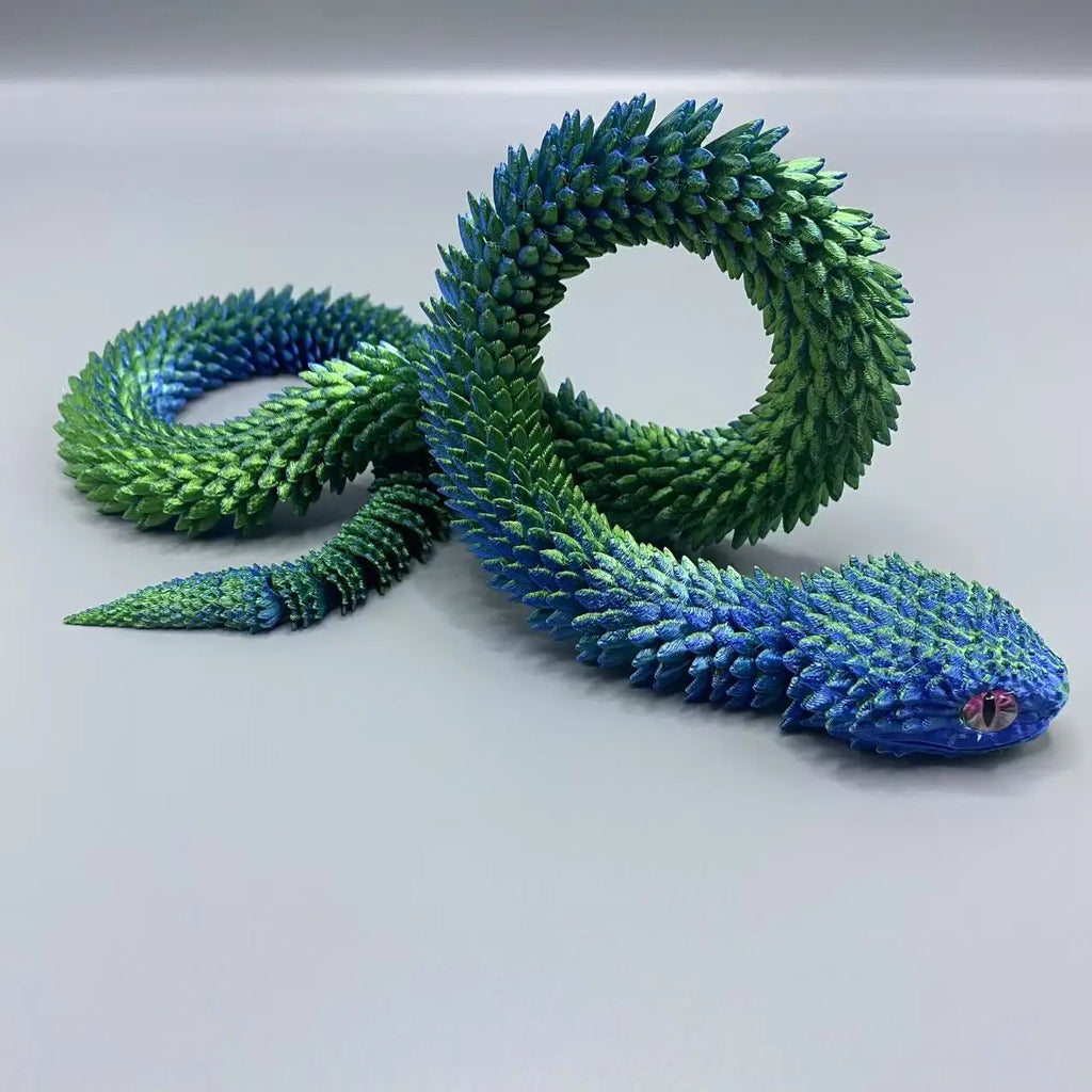 Glowing 3D Printed Viper Decoration with Movable Joints - 63cm