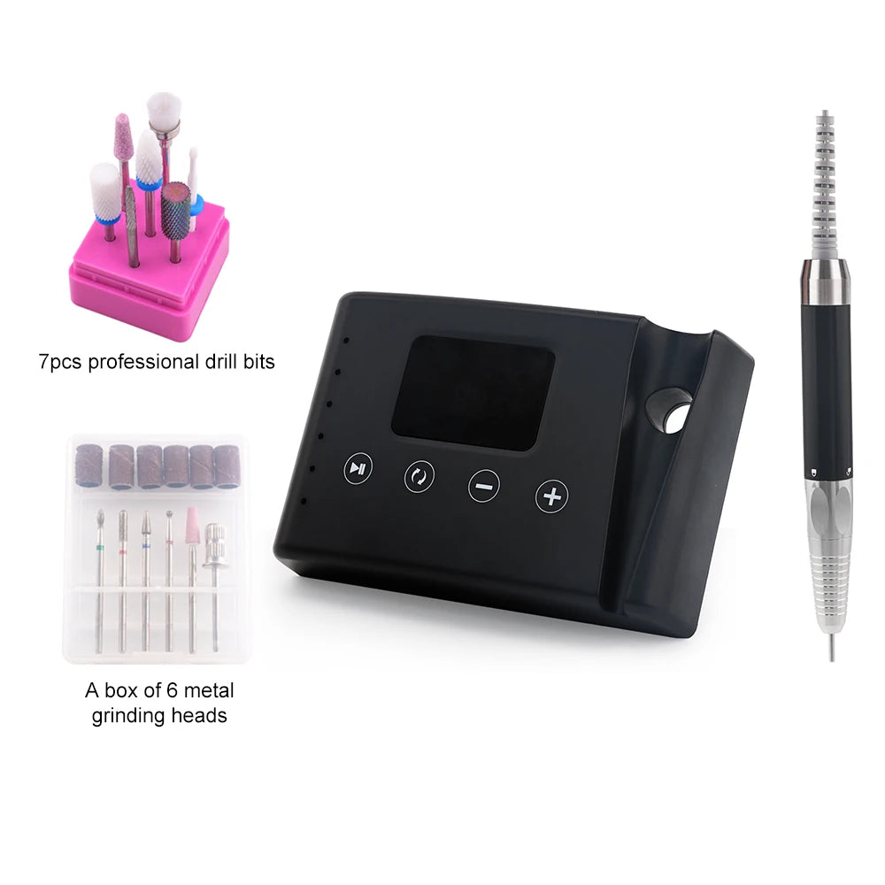 Powerful 85W Brushless Electric Nail Drill - 35,000 RPM 2-in-1 Manicure Tool