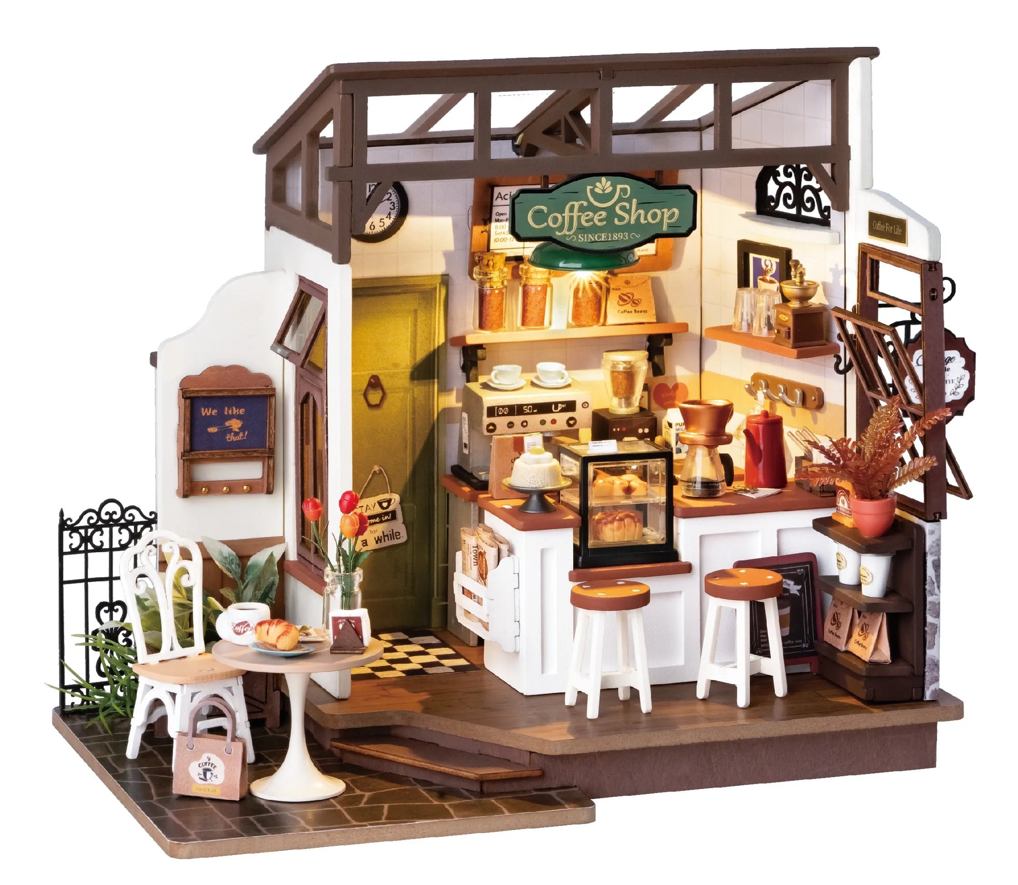 Robotime Rolife No.17 Café Miniature House - DIY Wooden Dollhouse Kit