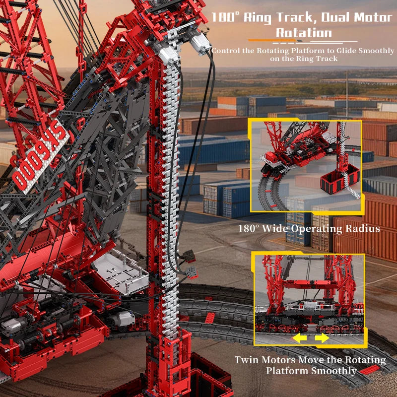 Reobrix 22028 Remote Control Heavy Ring Crane Building Blocks - 7477 Pieces