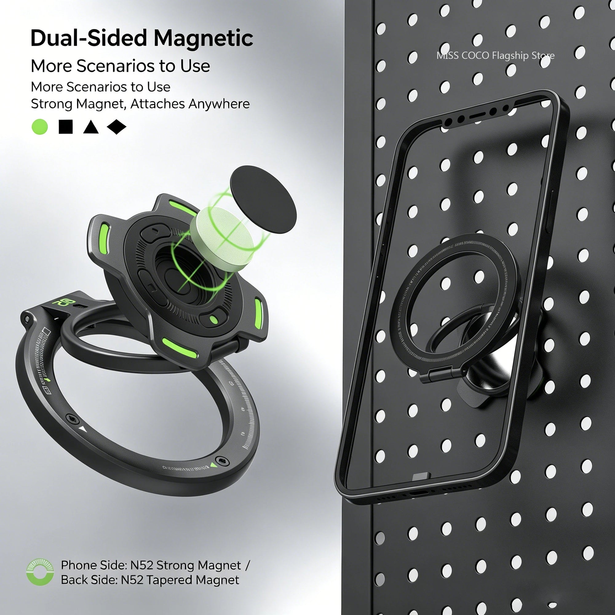 Double-Sided Magnetic Finger Ring Holder for Phone – Portable & Versatile