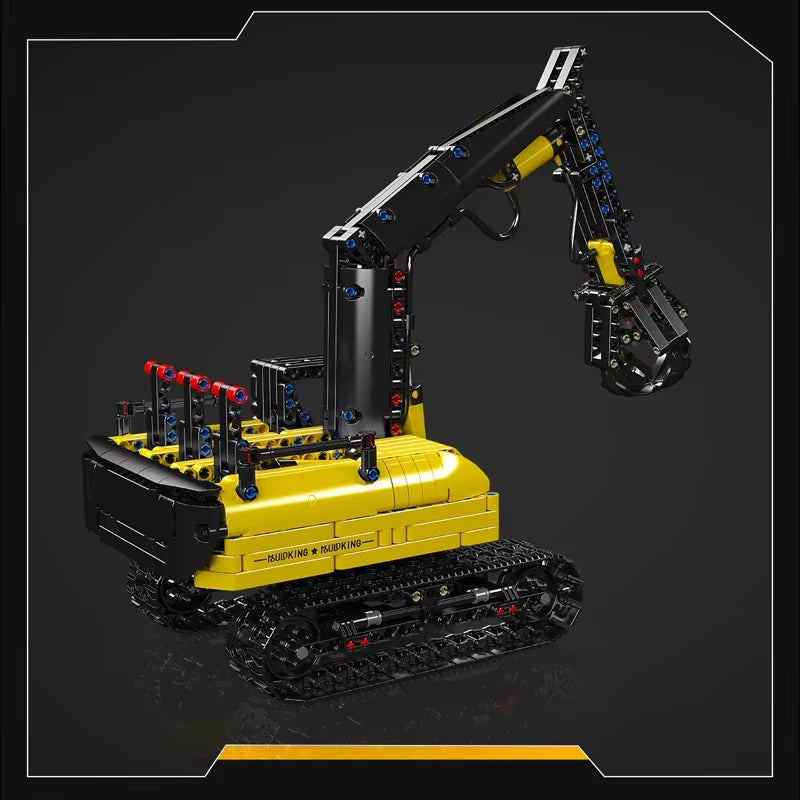 866Pcs Hydraulic Log Grapple Crawler Excavator Building Block Set