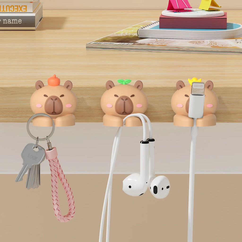 Cute Capybara Cable Managers - Self-Adhesive Cable Organizer Clips