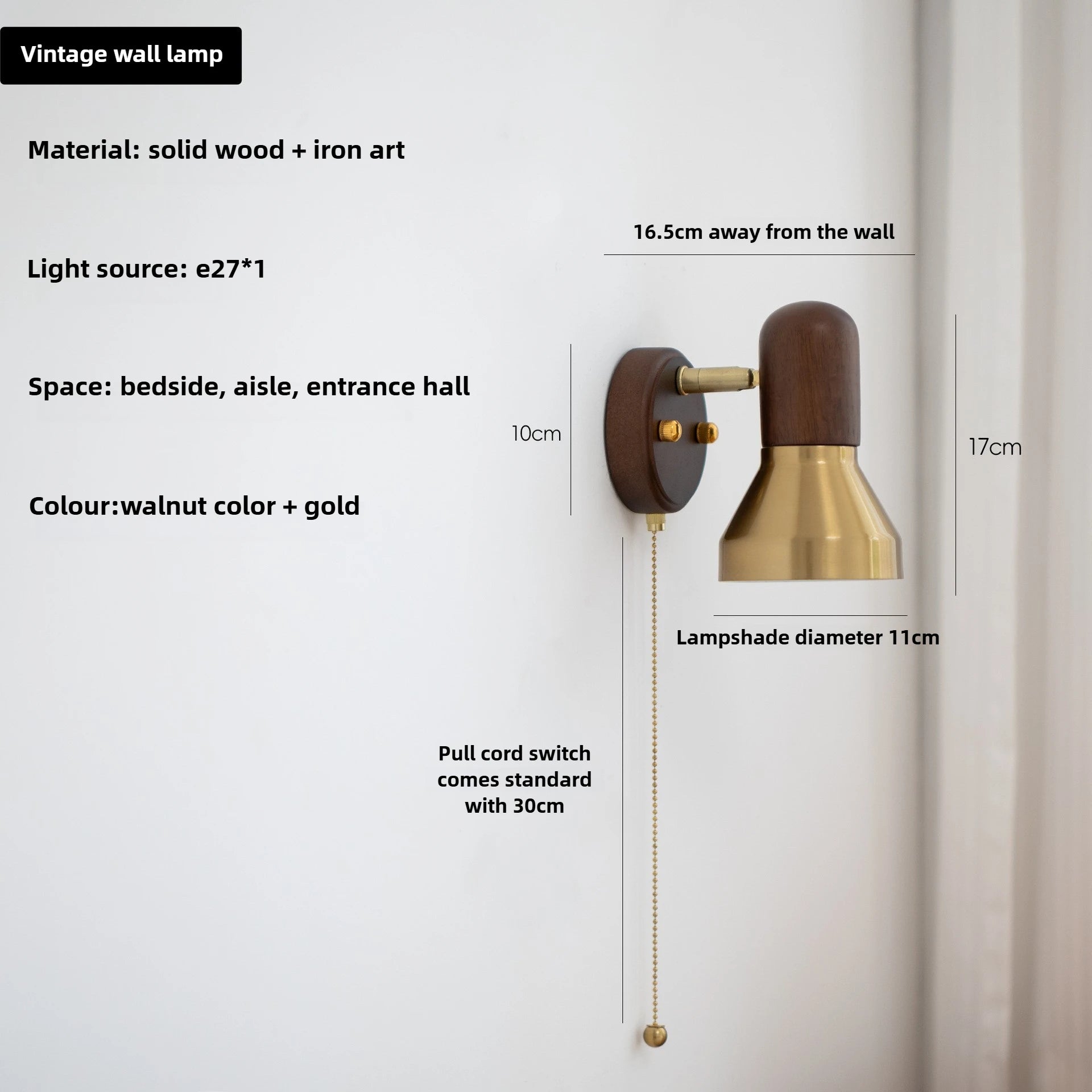 Stylish Retro LED Wall Lamp - Adjustable Reading Light