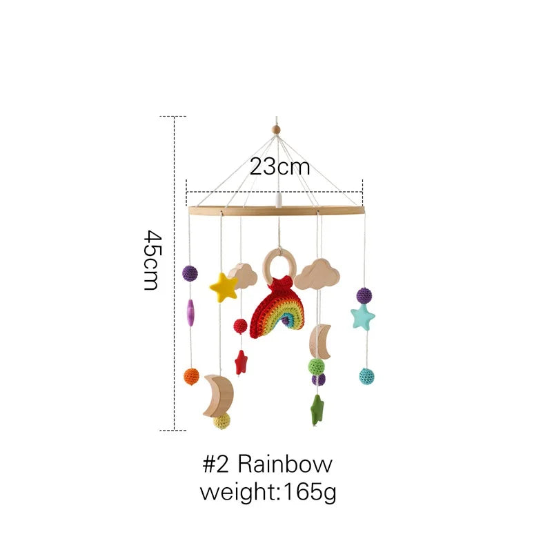 Baby Wooden Elephant Rattle Mobile - Montessori Crib Decor