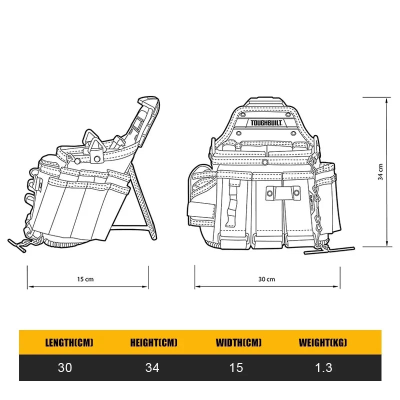 TOUGHBUILT Extra Large Electrician Tool Storage Kit with Shoulder Straps