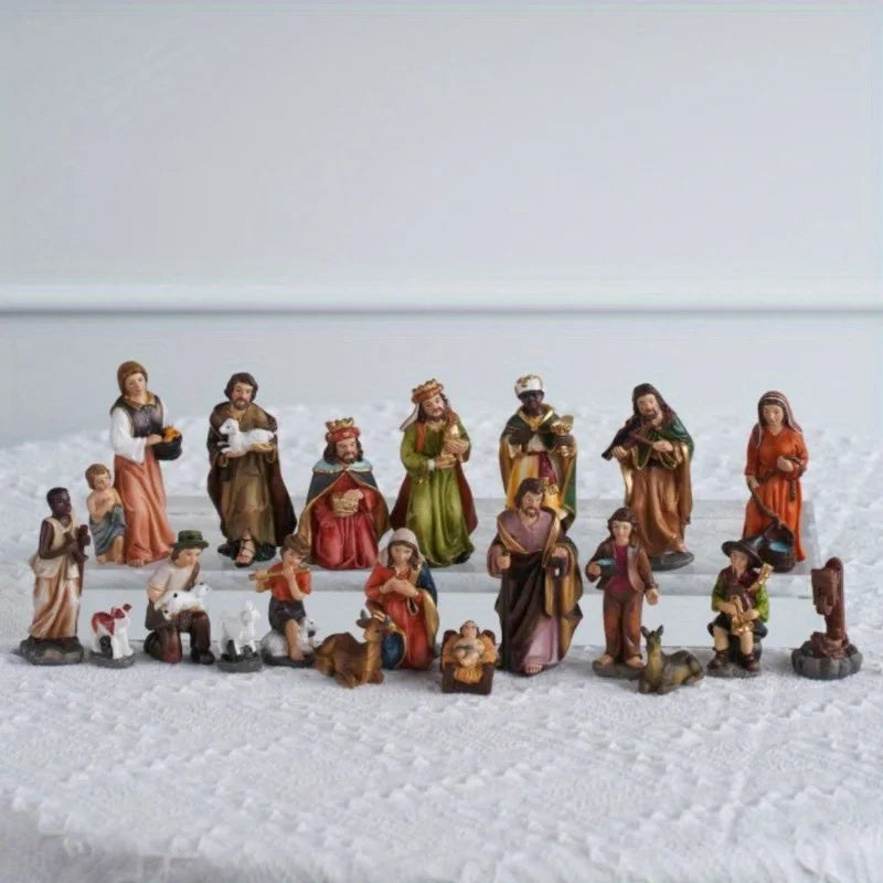 20-Piece Christmas Nativity Scene Set - Exquisite Resin Figurines