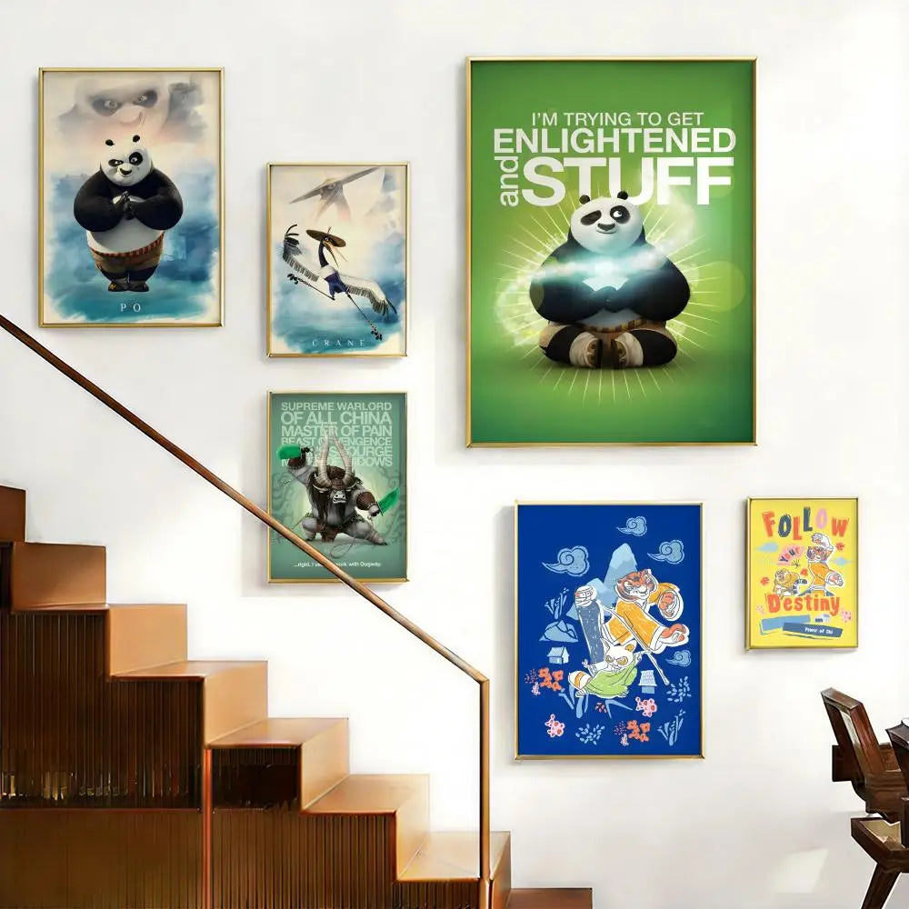 Kung Fu Panda Anime Poster - Waterproof Art for Home & Bar Decor