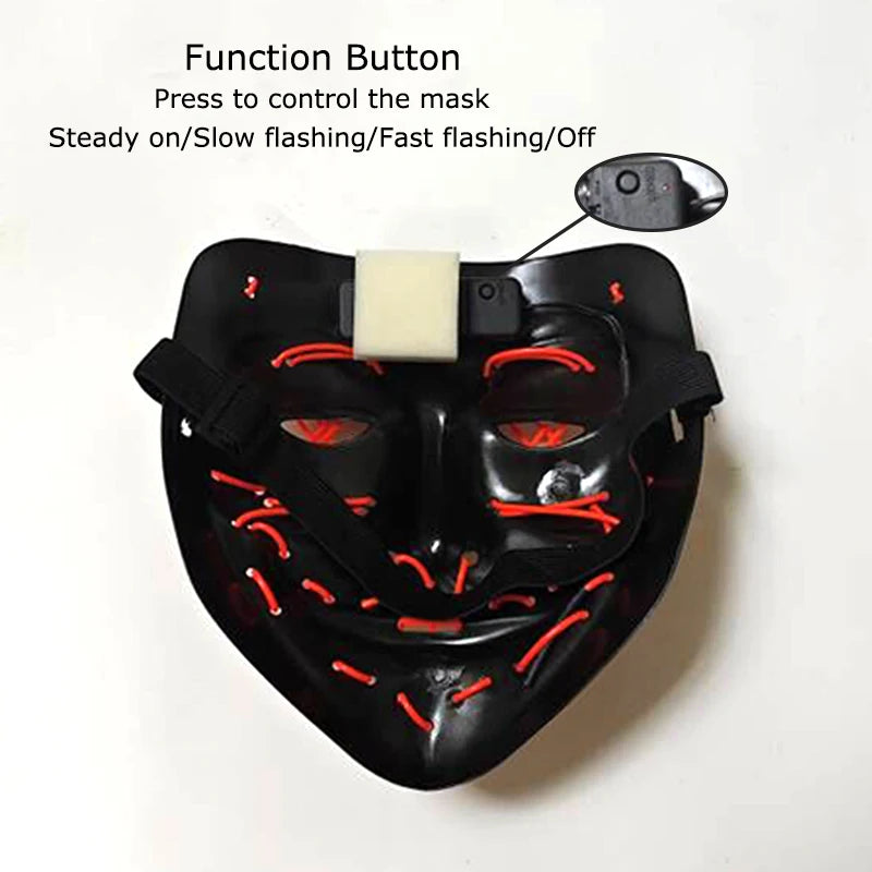 Glow-in-the-Dark Wireless LED Purge Mask for Halloween Cosplay