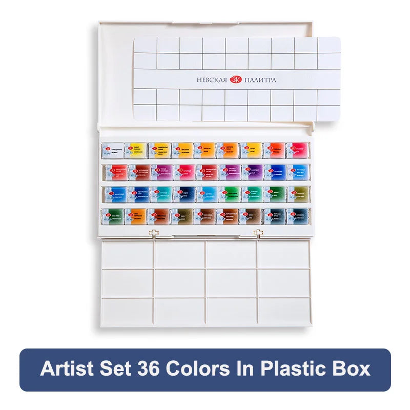White Nights Artists' Watercolour Paint Set - Vivid Colors in 12/24/36 Pans