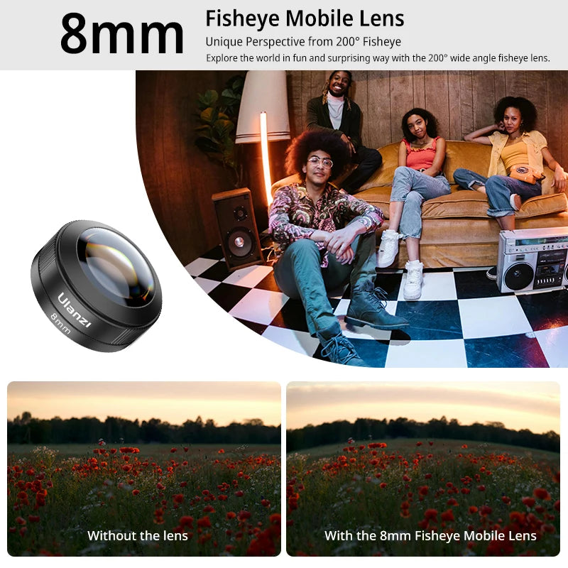 Ulanzi 75mm Macro Lens Kit for iPhone - Ultra Wide Fisheye Lens