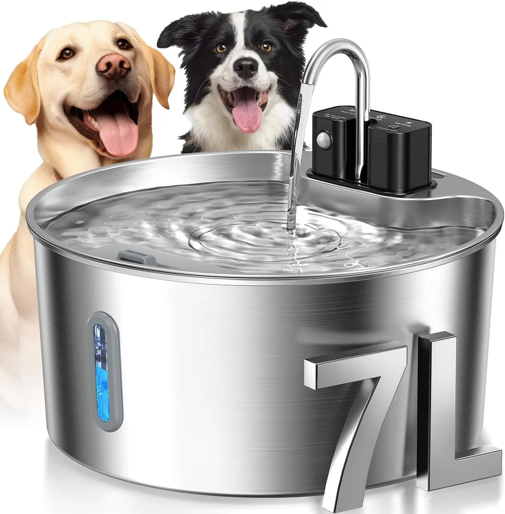 7L Stainless Steel Wireless Cat Water Fountain – Auto Drinker Dispenser