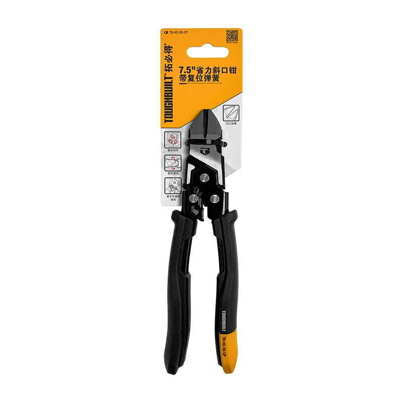 TOUGHBUILT Labor-Saving 7-Inch Diagonal Jaw Pliers with Spring