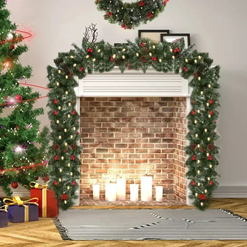 Stunning LED Christmas Garland: Rattan Wreath for Holiday Decor