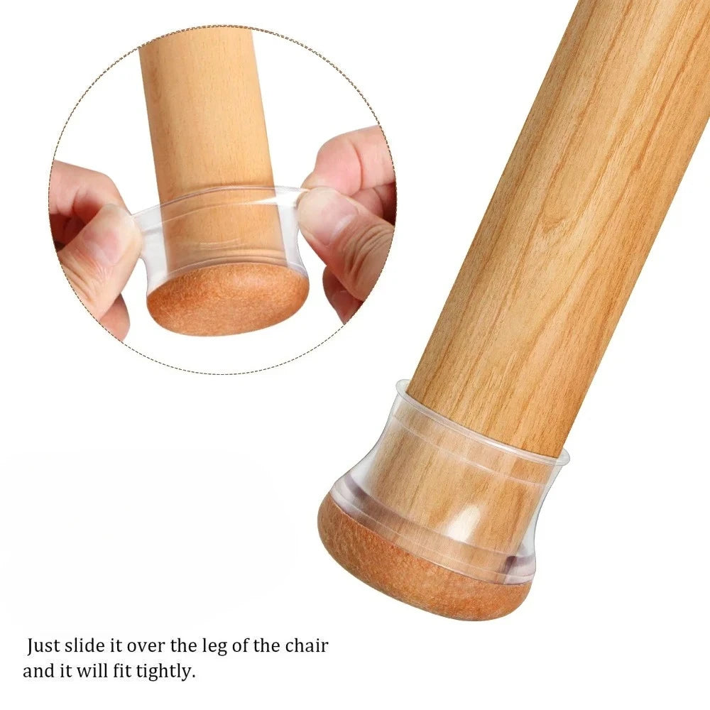 24 Silicone Furniture Leg Caps - Floor Protector Pads Set