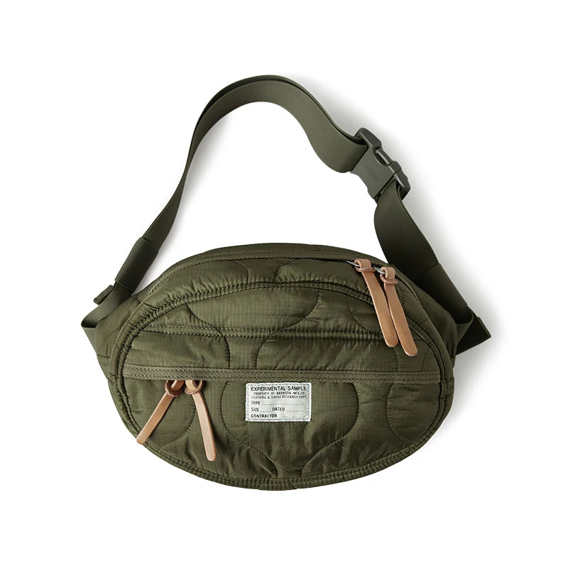 Rugged Quilted Nylon Waist Bag - Military-Style Crossbody Pack