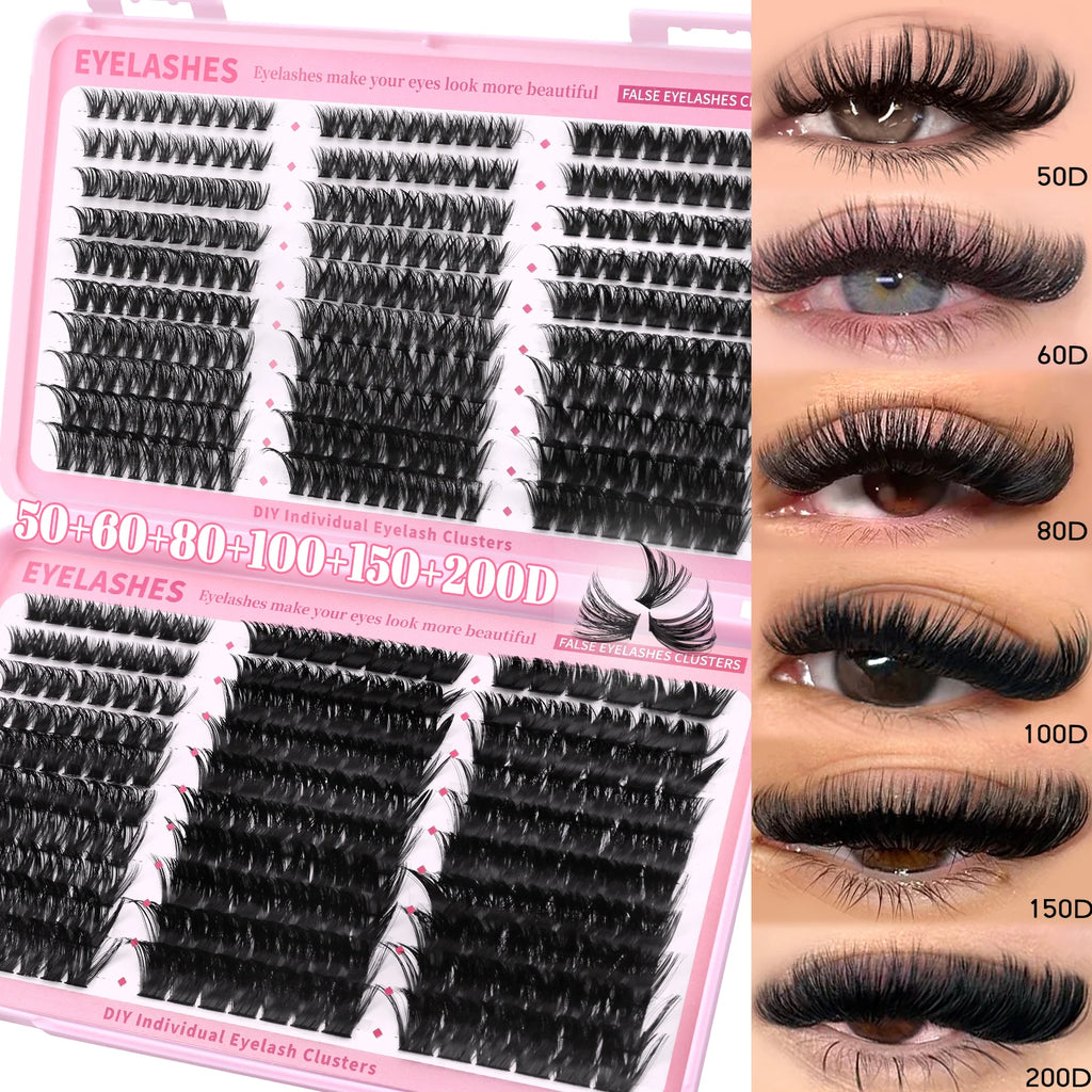 GROINNEYA 510pcs D Curl Fluffy Lashes – 6 Styles, 8-16mm Wispy Extensions