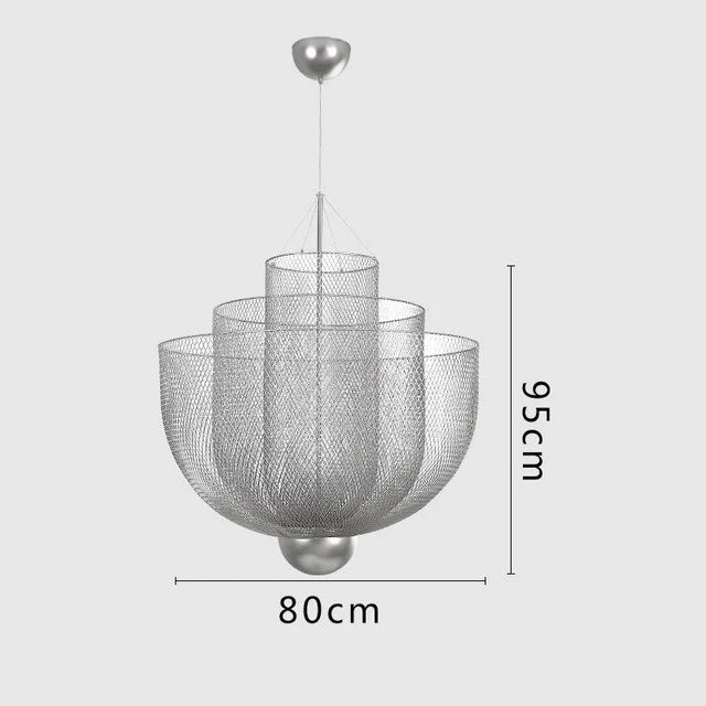 Modern Iron LED Pendant Lamp - Dimmable Mesh Light for Dining & Bedroom