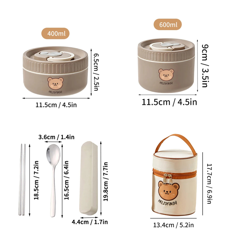 Cute Portable Thermal Stainless Steel Lunch Box for Kids