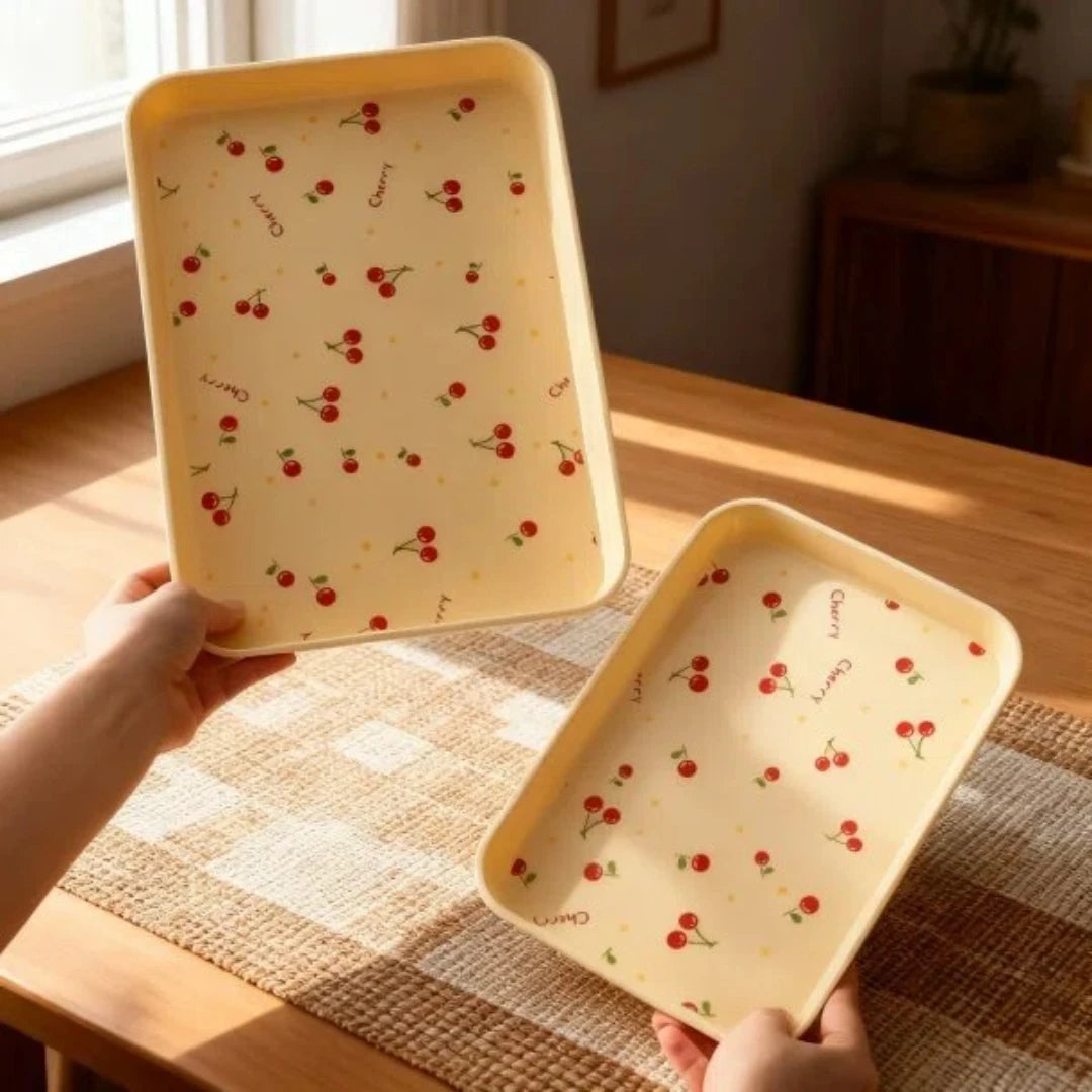 Cherry Pattern Decorative Serving Tray for Home & Kitchen