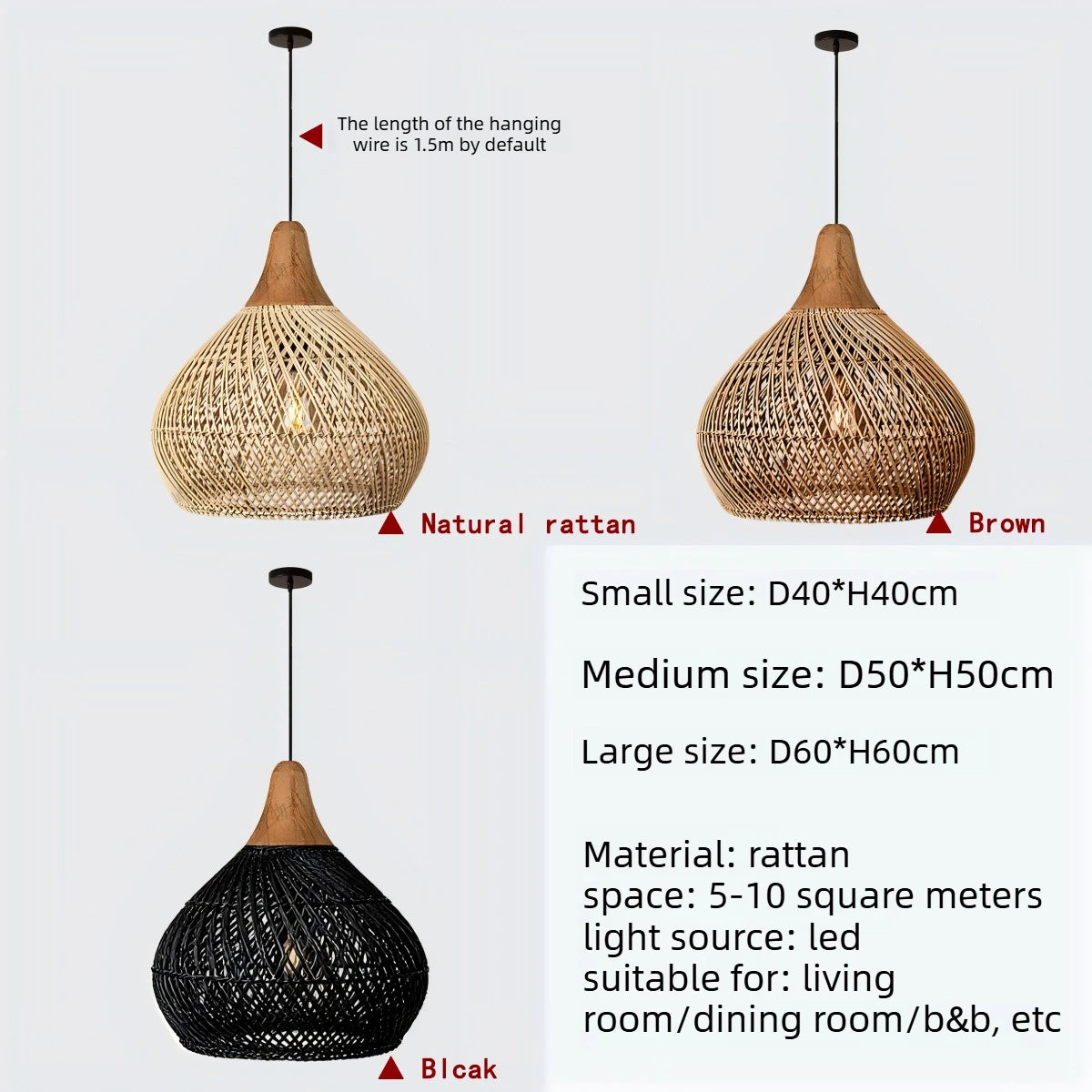 Japanese Wabi-Sabi Hand-Woven Rattan Pendant Light - Boho E27 Lamp