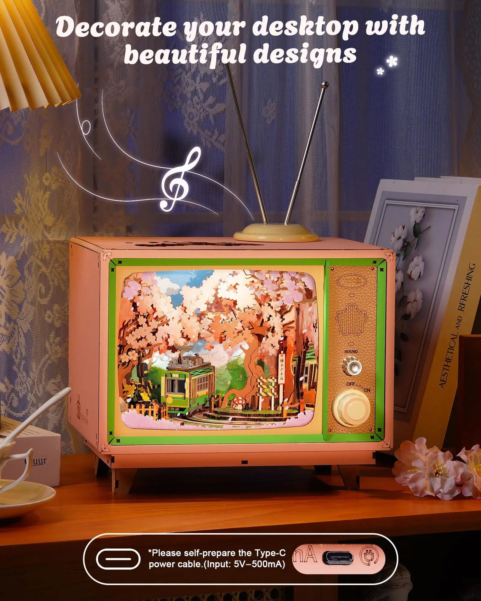 Robotime 3D Wooden Sakura Music Box Puzzle with Lights & Sound