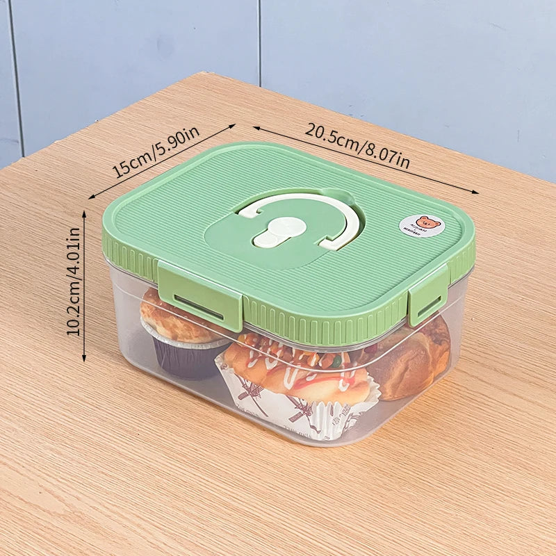 Airtight Plastic Bread Storage Box with Handle - Large Capacity