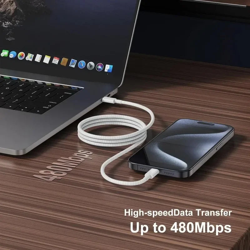 3-Pack USB C Fast Charging Cable - 100W for iPhone, Samsung, Xiaomi