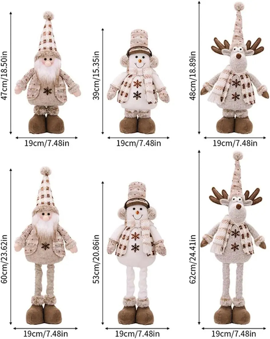 Adjustable Santa, Snowman & Reindeer Plush Dolls - Perfect Christmas Decor
