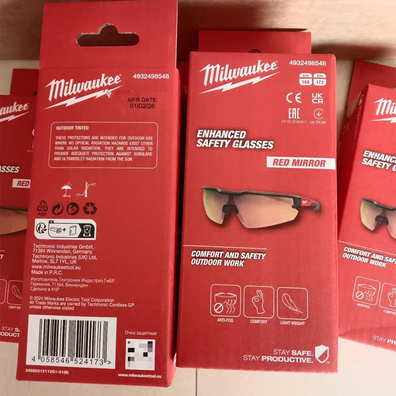 Milwaukee Enhanced Safety Glasses - Red Mirror Comfort & Protection