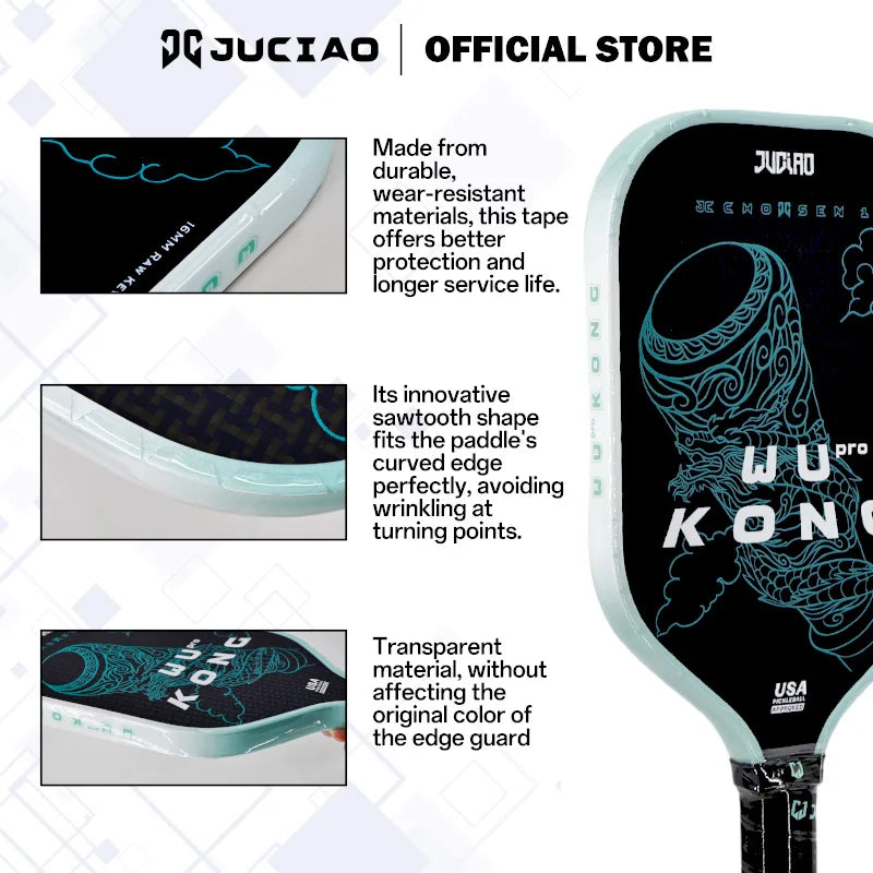 JUCiAO Transparent Pickleball Paddle Edge Guard Tape (3-Pack)