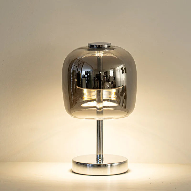 Modern Glass USB Charging Desk Lamp - Three-Color Dimming LED