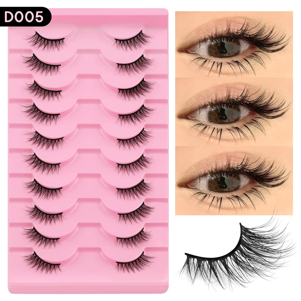 WOSHEER Cat Eye Half Lashes - Soft Wispy Faux Mink Eyelashes