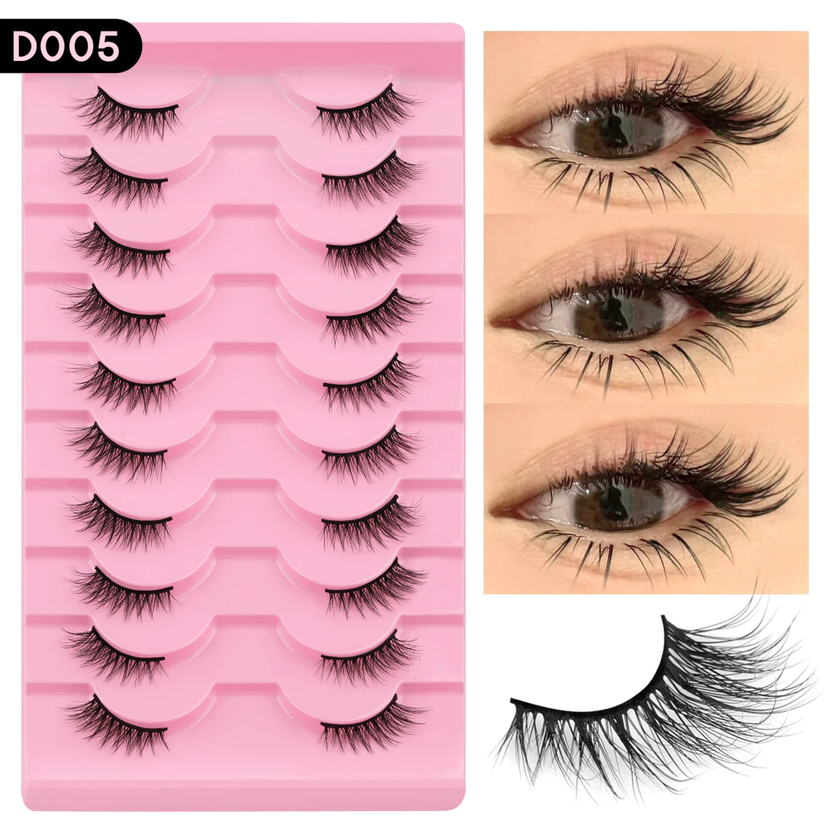 WOSHEER Cat Eye Half Lashes - Soft Wispy Faux Mink Eyelashes
