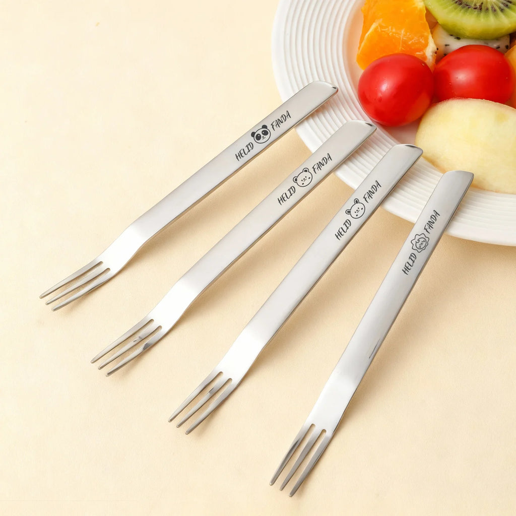 2-in-1 Dual-Purpose Long Handle Fork & Spoon Set - Reusable Stainless Steel