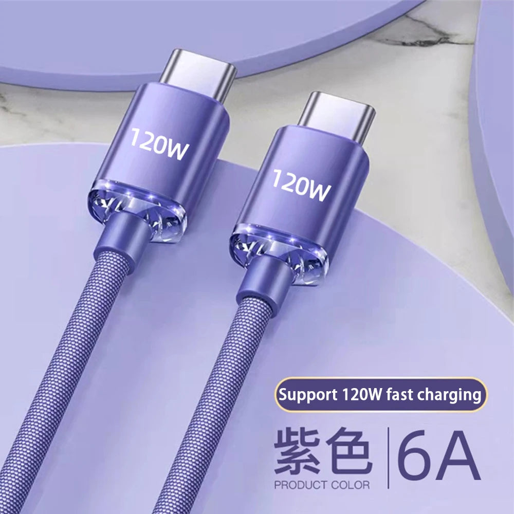 120W USB Type-C Fast Charging Cable for Samsung, Xiaomi, & More