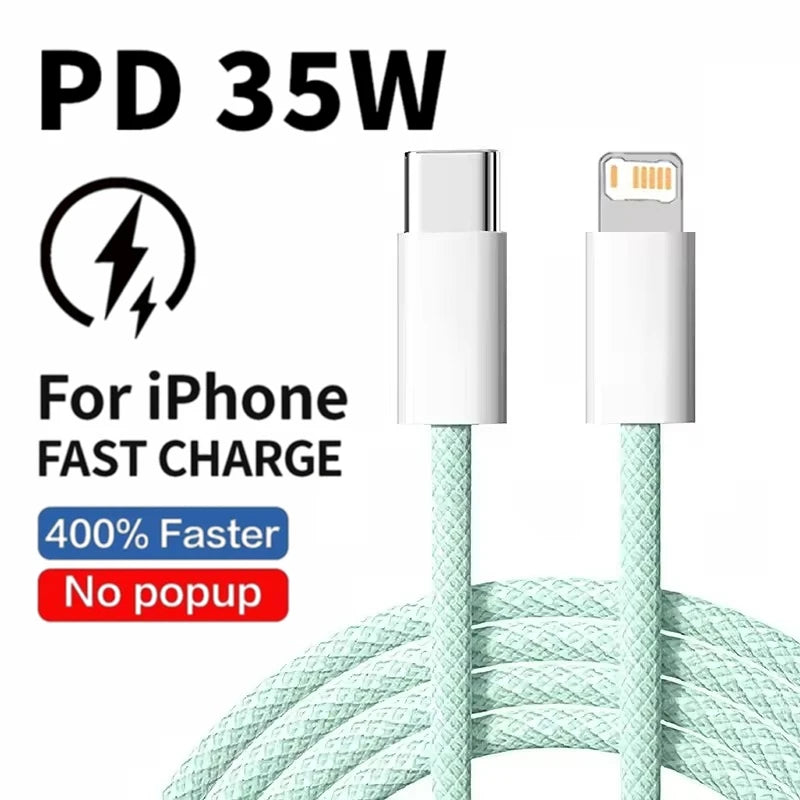 35W Fast Charge PD Cable for iPhone & USB-C Devices - 1m/2m Braided
