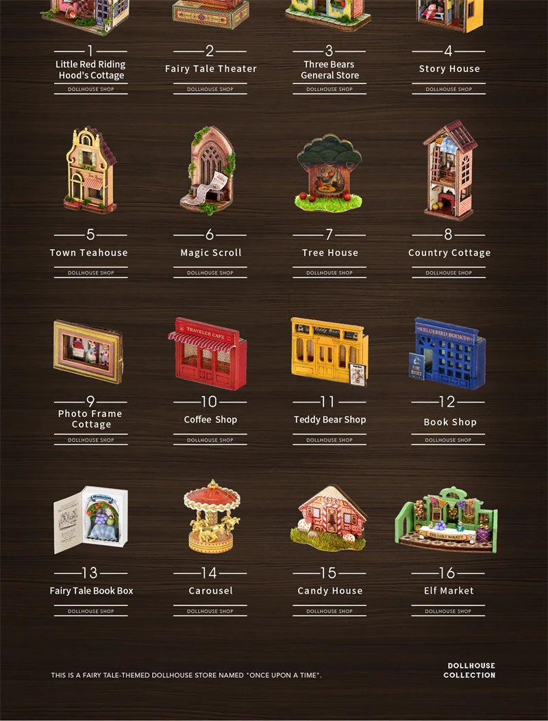 DIY Fairy-Tale Wonderhouse Wooden Miniature Dollhouse Kit with Furniture