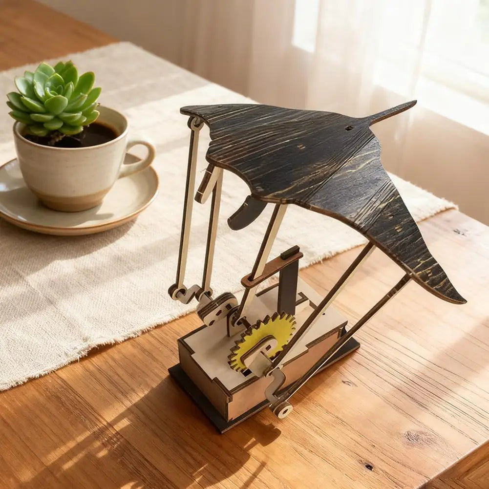 Artistic Wooden Manta Ray Automaton - Mesmeric Marine Movement Decor