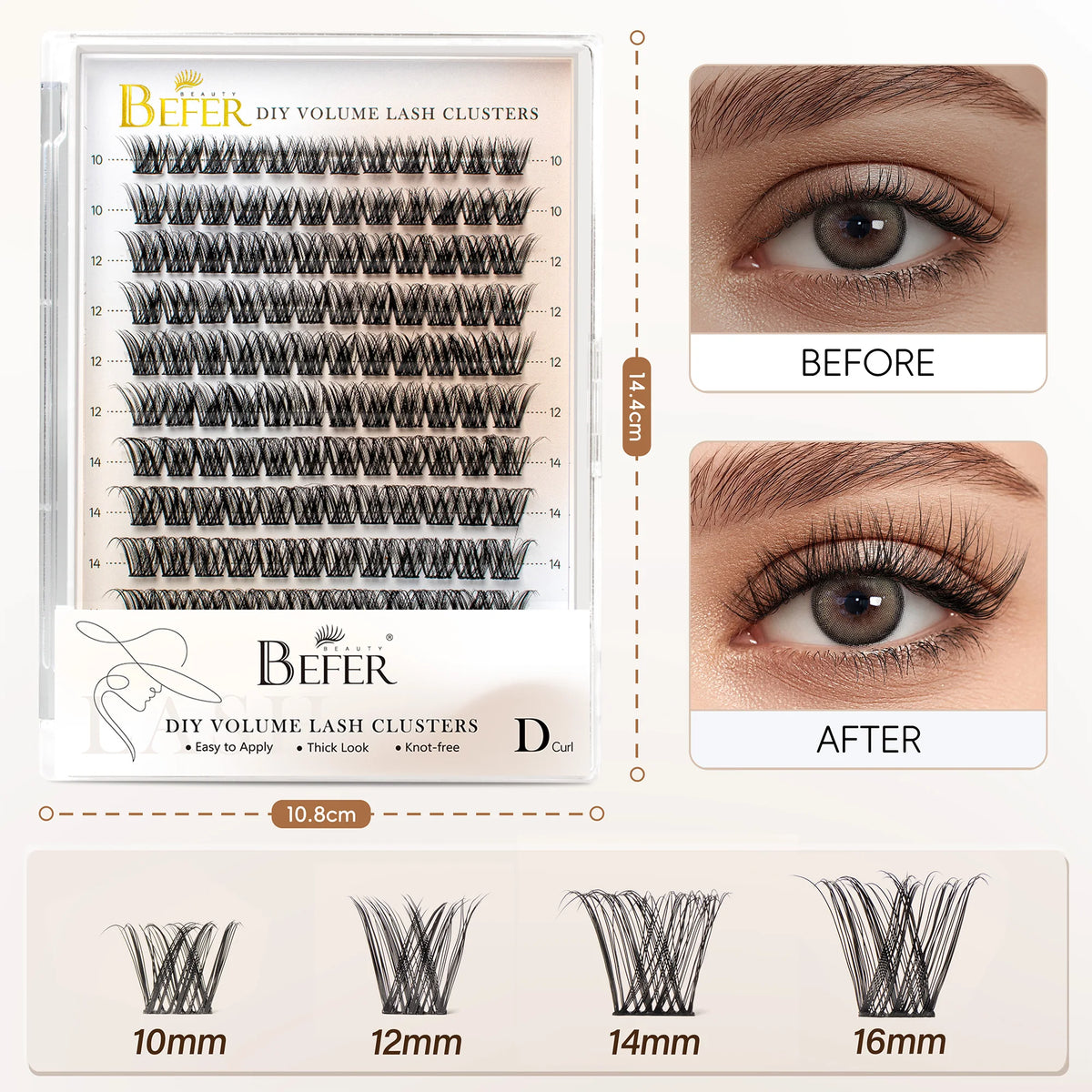 BEFER DIY Cluster Lashes - Natural Volume False Eyelash Extensions