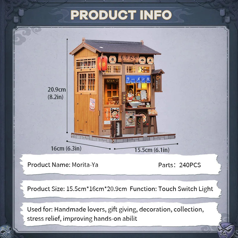 CUTEBEE DIY Book Nook Kit with LED Light - Enchanting Ramen Shop Design