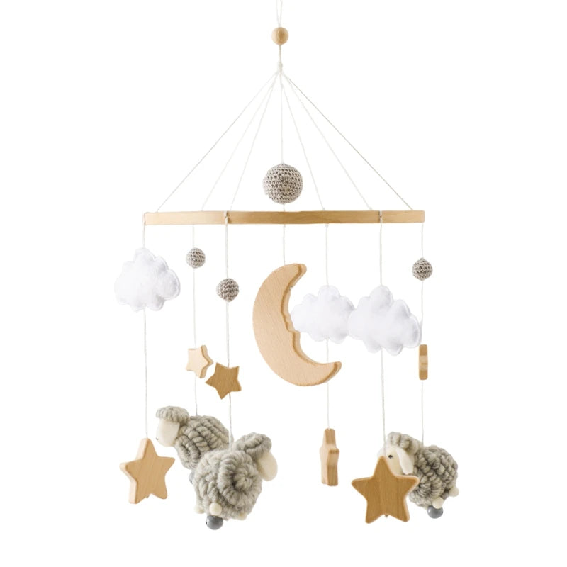 Wooden Baby Crib Mobile with Musical Rattle - Perfect Infant Toy