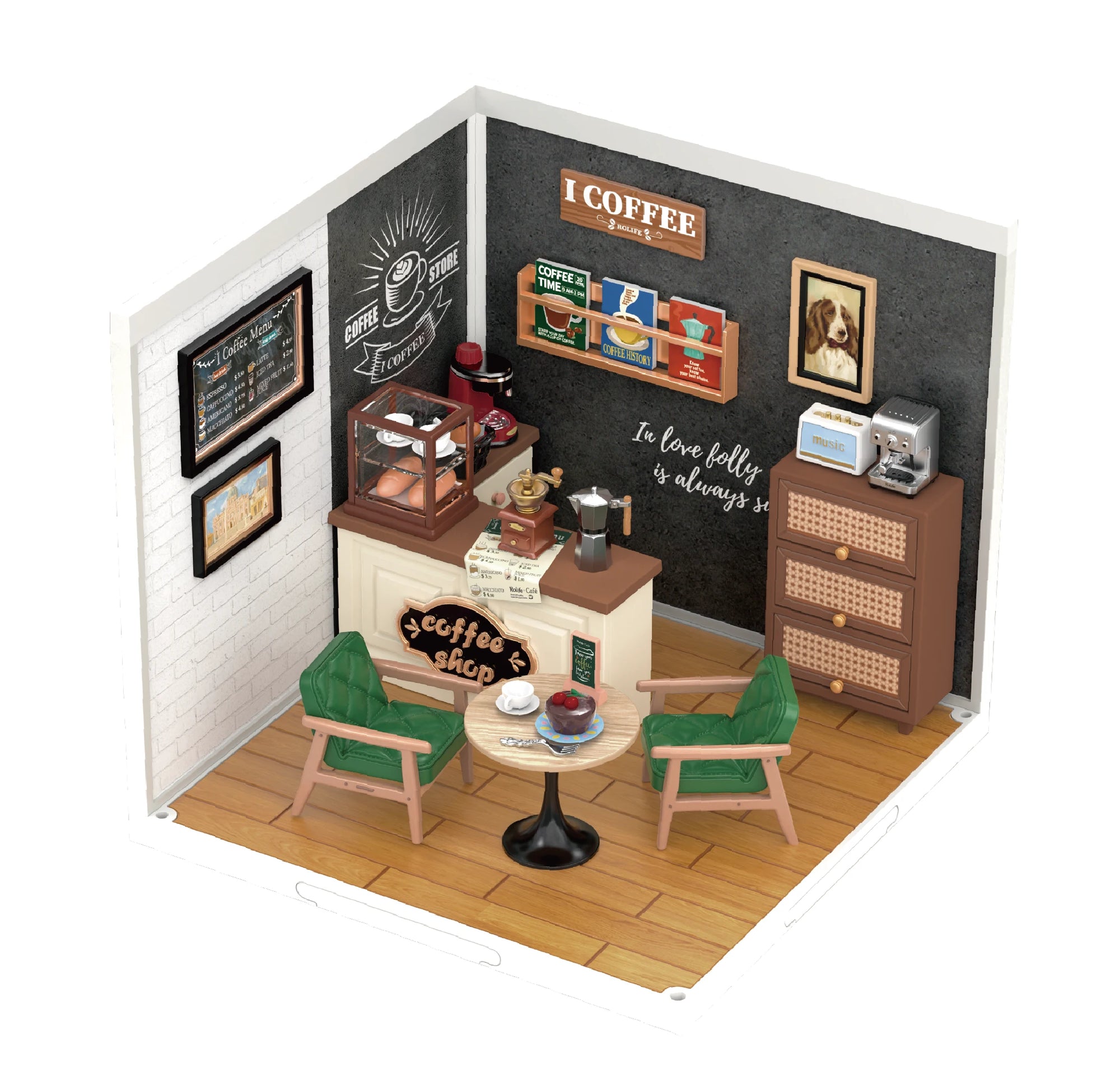 Robotime DIY Miniature Cafe & Energy Supply Store Building Set