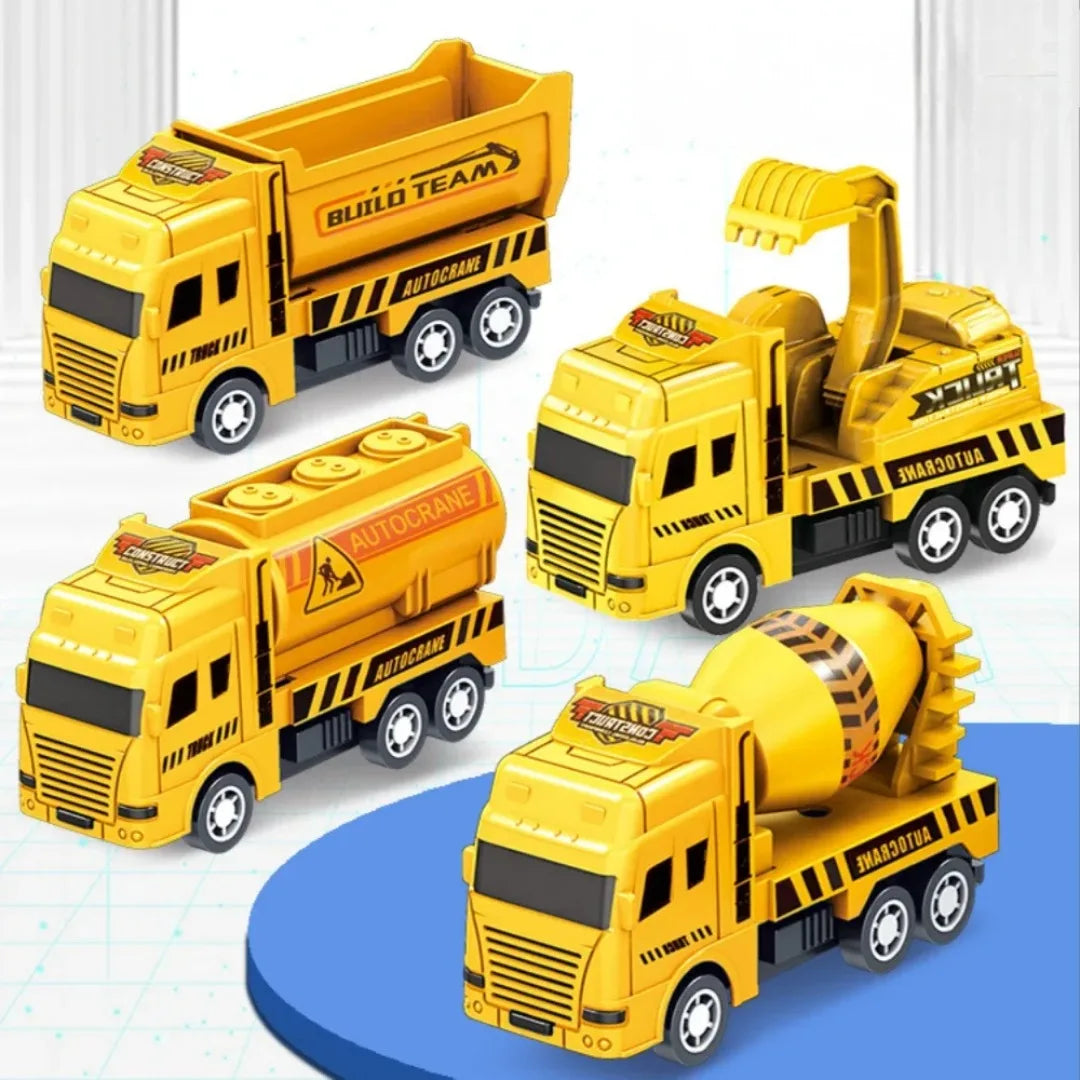Pull Back Inertia Toy Cars for Kids - Fire Engine & Truck Models